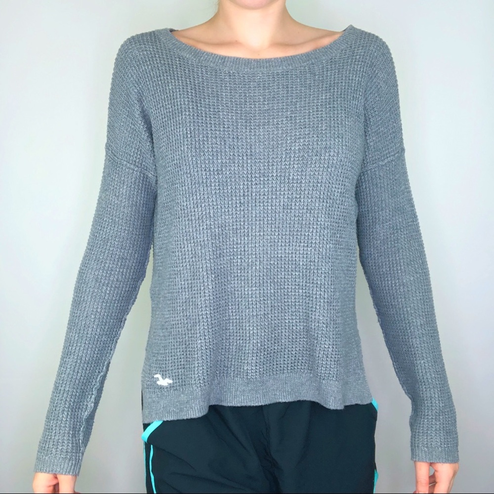 Hollister Waffle Knit Long Sleeve Stretch Lightweight Pullover Casual Classic